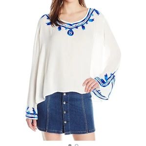 Embroidered Blouse with Flare Sleeves Made India